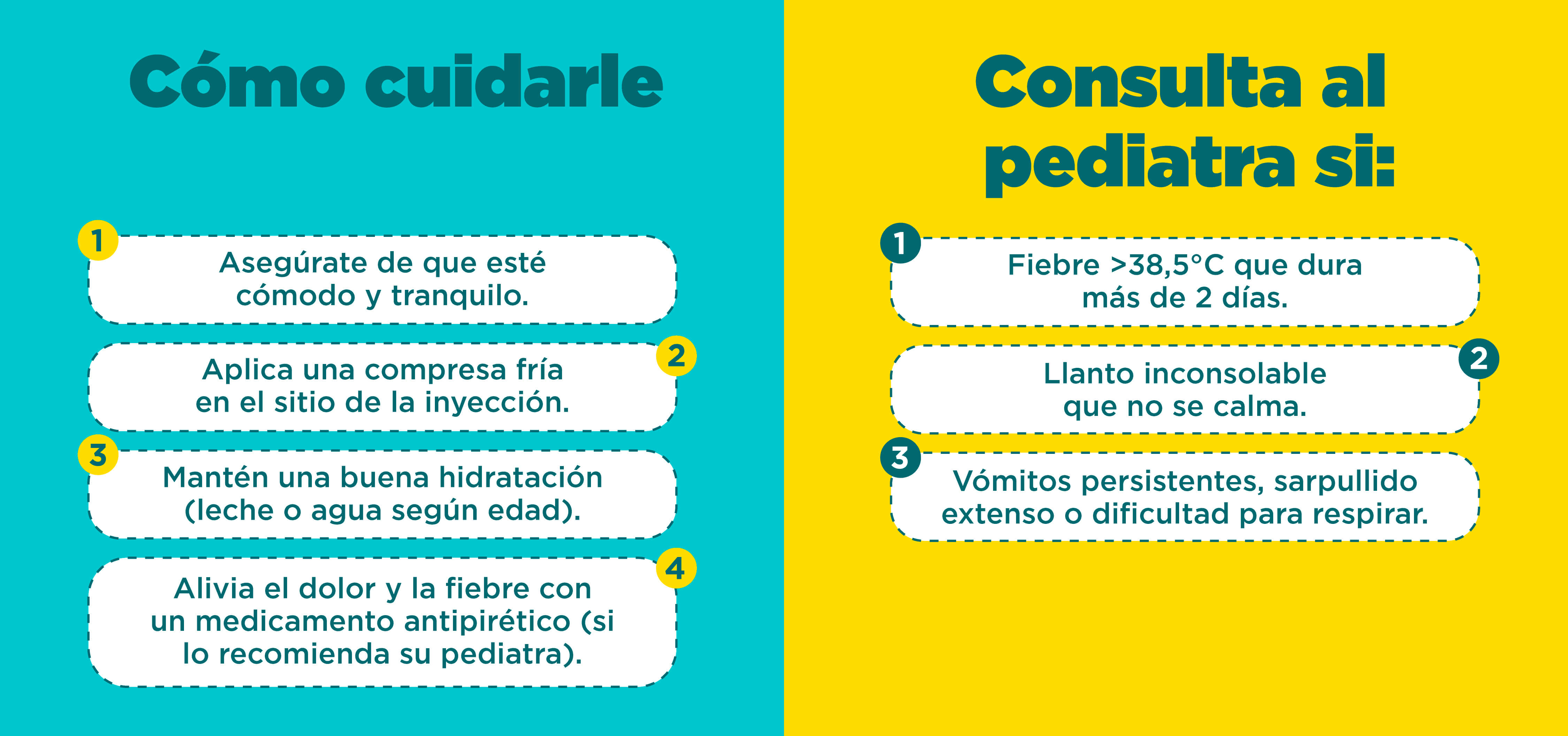 cuidados del bebé al poner las vacunas